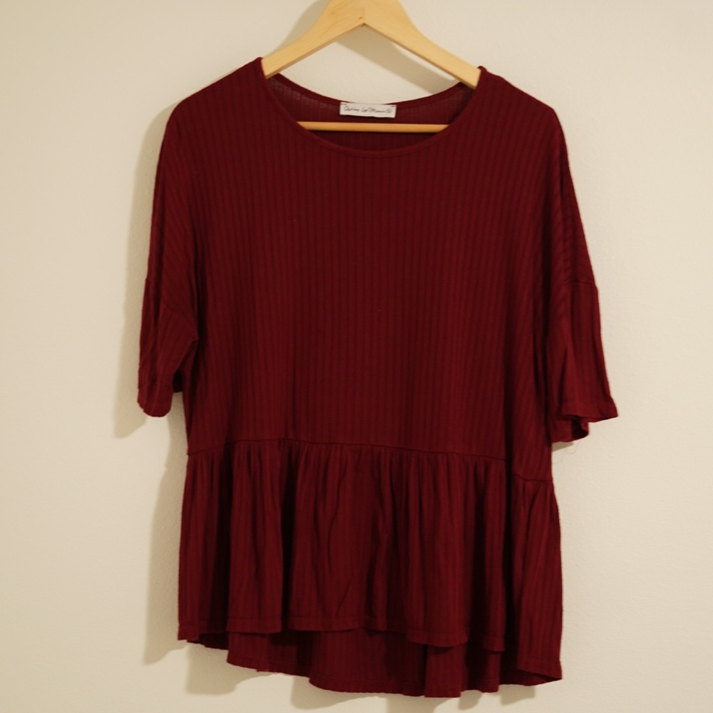ROOLEE burgundy flare top
